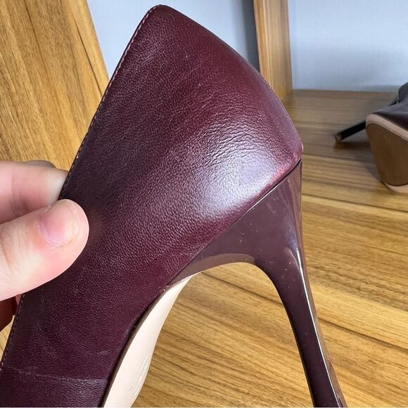 Sz 7.5M 27 Edit Burgundy Brown Elegant Leather Pumps $150 MSRP - Picture 8 of 14